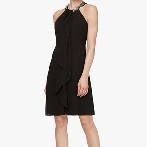 SLNY Black Beaded cocktail dress
